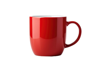 Red Coffee Mug With White Rim. A red coffee mug with a white rim sits on a table. The vibrant red color contrasts beautifully with the crisp white rim, creating a striking visual impact.