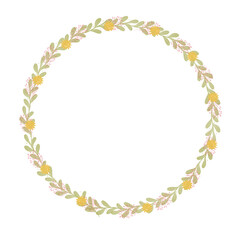 Hand drawn floral frames with flowers. Wreath. Elegant logo template. Vector illustration for labels, branding business identity, wedding invitation