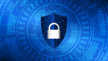 Cybersécurité et Bouclier avec Cadenas Fermé - Bleu