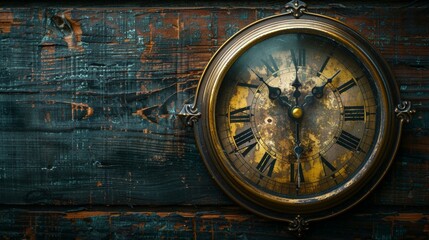 A vintage clock face, concept of time, background with copy space