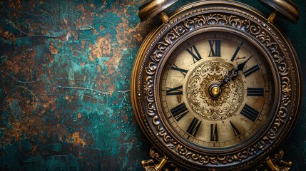Fototapeta na wymiar A vintage clock face, concept of time, background with copy space