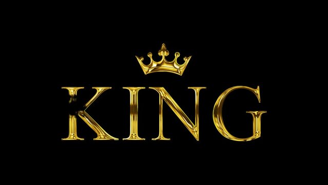 gold King with crown luxury animation black background for intro outro logo 