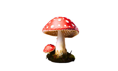 Amanita poisonous mushroom isolated on transparent background, png