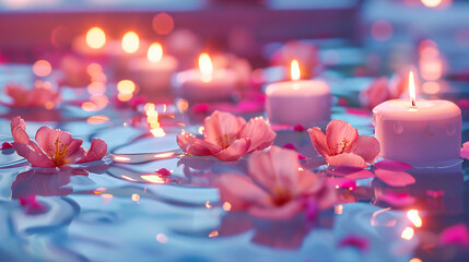 Romantic Candlelight Composition: Flowers, Candles, and Romance on Black