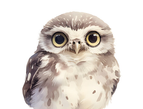 Cute watercolor Owl baby