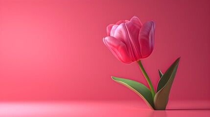 Vibrant Pink Tulip 3D Rendering for Springtime Decor