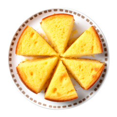 Fototapeta premium Delicious cornbread slices on a plate, background Remove png, Clipping Path, pen tool
