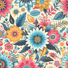 seamless pattern with flowers. wallpaper, vector, design, nature, decoration, illustration, art, leaf, Ai generated 