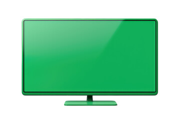 Green Computer Monitor. A green computer monitor with a sleek design is displayed prominently on a plain white background. The monitor appears to be in good condition with no visible scratches.