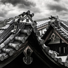 The rooftops of historic Gion, Kyoto, Japan - 749825119