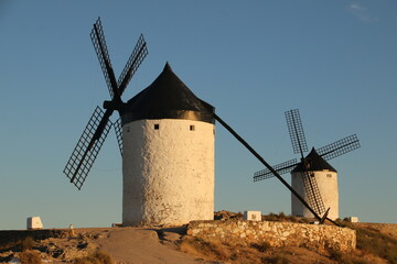 Beautiful Ancient Windmills during Sunset (Consuegra, Spain)