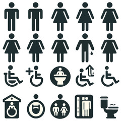 Standard Restroom Icons for Universal Applications