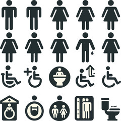 Standard Restroom Icons for Universal Applications