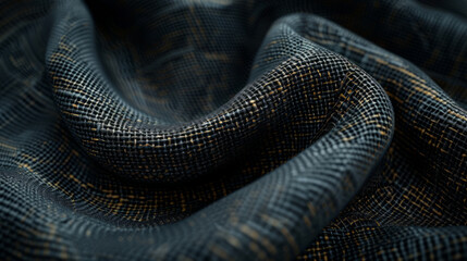 Close-up image of elegant textured fabric with a distinctive weave pattern creating a sense of luxury and high-quality tailoring. - obrazy, fototapety, plakaty