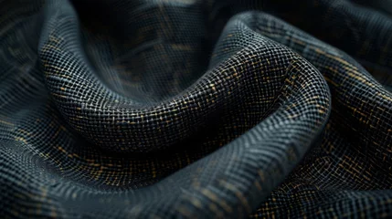 Deurstickers Close-up image of elegant textured fabric with a distinctive weave pattern creating a sense of luxury and high-quality tailoring. © ChubbyCat