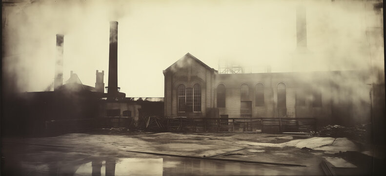 Early industrial age. industrial area. Hand edited AI.
