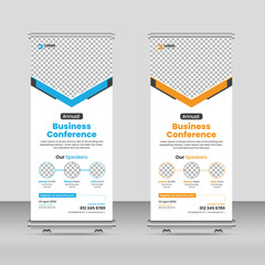 business conference roll up banner design template and Meeting roll up banner design