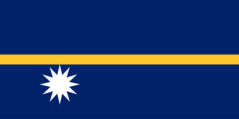 Close-up of blue, white and golden national flag of Oceanian country of Nauru with white star. Illustration made March 3rd, 2024, Zurich, Switzerland. - obrazy, fototapety, plakaty