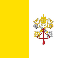 Close-up of yellow, white and red national flag of European country of Vatican. Illustration made March 3rd, 2024, Zurich, Switzerland.
