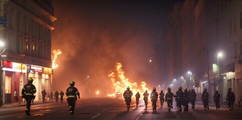 Firefighters evacuated the city center. Generative AI