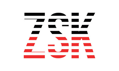 ZSK three initial letter iconic line negative space minimal logo design vector template. monogram, abstract, wordmark, business, typography, minimalist, brand, company, flat, modern, unique, simple