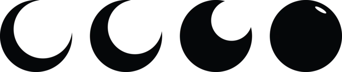 Foto op Canvas Moon phase symbol. Crescent icon set. Lunar symbol in black. © Biplab