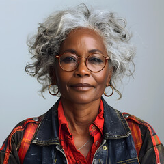 Older Woman in Pop Colorism Style with Glasses
