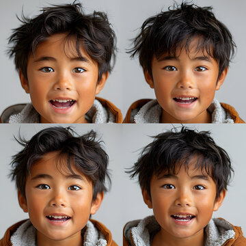Series of High-Resolution Portraits of an Asian Boy