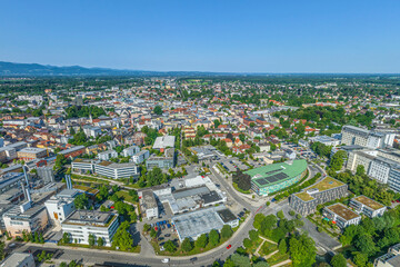 Rosenheim im Chiemgau, Ausblick auf die Stadt im Inntal
