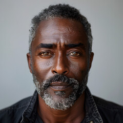 Striking Black Man in 8k Resolution with Gray Beard and Glasses