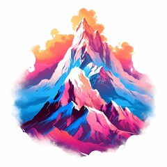 Colorful Digital Mountains Illustration