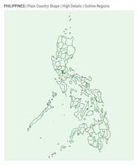 Obraz premium Philippines plain country map. High details. Outline regions style. Shape of Philippines. Vector illustration.