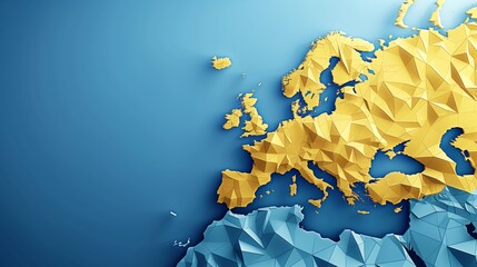 Abstract europe continent map made of polygon triangles