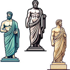 Fototapeta premium set collection greek statue of man philosopher vector