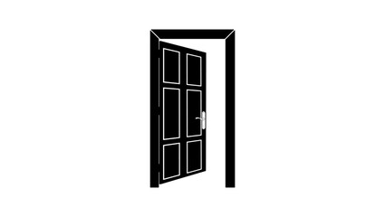 opened door, black isolated silhouette