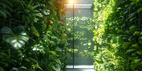 Interior design of modern offices with flora and or vertical gardens