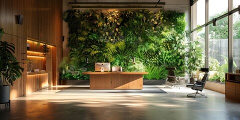 Obraz premium Interior design of modern offices with flora and or vertical gardens