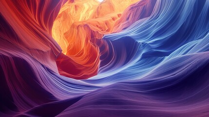 Abstract blue background with flowing light lines in a wave-like pattern.