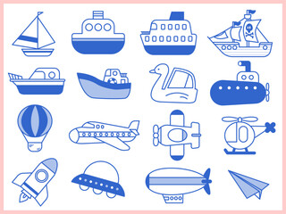 いろいろな乗り物のアイコンセット