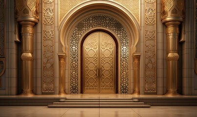 golden mosque door. Ramadan background