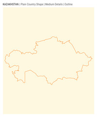 Kazakhstan plain country map. Medium Details. Outline style. Shape of Kazakhstan. Vector illustration.