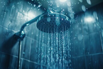 rain-shaped water-powered shower head - obrazy, fototapety, plakaty