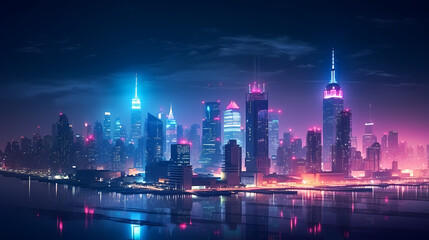 Obraz premium Professional photography of city with bright lights at night