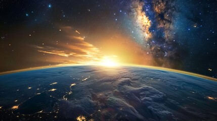 Fototapeta na wymiar Celestial Panorama: Earth from Space