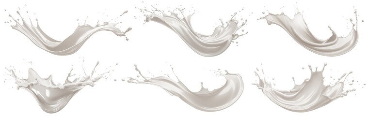 Set of milk splashes, cut out