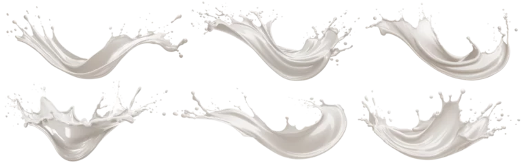 Selbstklebende Fototapeten Set of milk splashes, cut out © Yeti Studio