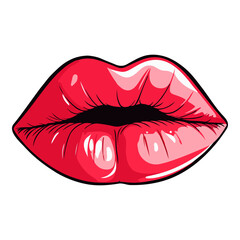 Sexy biting lips isolated on white background. Cartoon style. Vector illustration for any design.