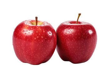Two Red Apples Placed Side by Side. Two vibrant red apples are arranged neatly next to each other on a surface, showcasing their shiny skin and stem. The apples appear ripe and ready to be enjoyed.