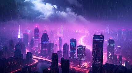 Obraz premium A brightly lit city of the future