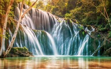 Landscape photo in the deep forest at Kanchanaburi in Thailand